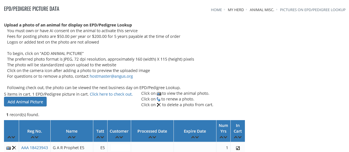 EPD/Pedigree Lookup