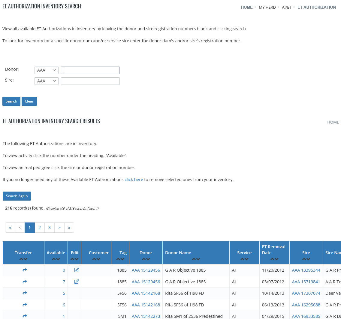 ET Authorization Inventory